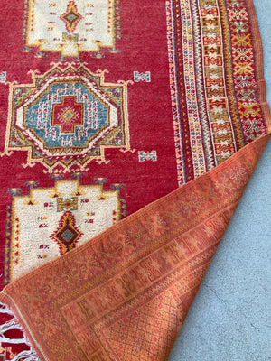Moroccan Vintage Boujad Berber Tribal Rug 1960s