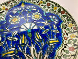 Turkish Ceramic Plate with Hand-painted Iznik Floral Design 1950s