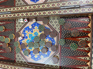Moorish Persian Inlaid Micro Mosaic Backgammon and Chess Board