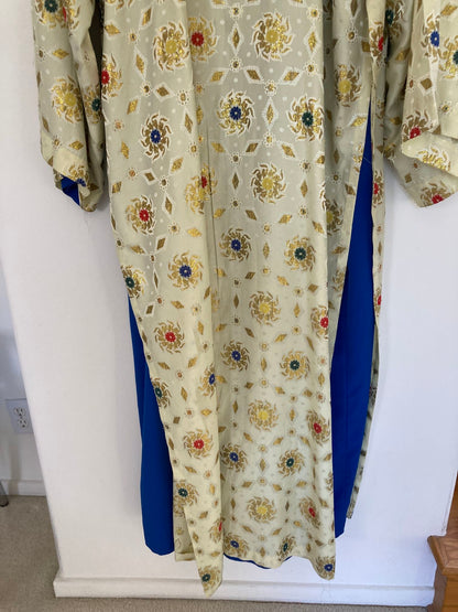Vintage Moroccan Caftan in Royal Blue And Gold