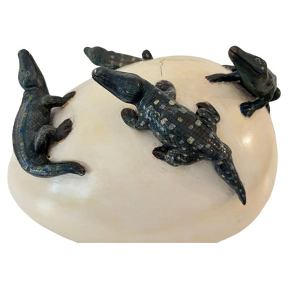1980s Vintage Ceramic Hatching Alligators by Nacho Mejia, Mexican Art — additional view 2