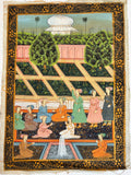 Mughal Court Scene on Silk After a 19th Century Indo-Persian Palace Painting