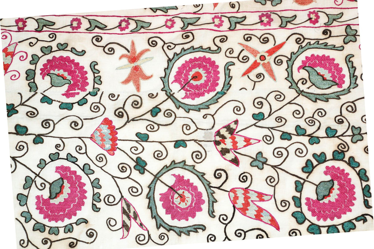 19th C. Suzani Bukhara Uzbekistan Antique Embroidered Islamic Art Textile Susani
