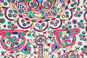 1920's Indian Gujarati Rabari Kutch Silk Embroidered Ethnic Textile with Mirror