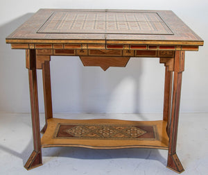 Moroccan Inlaid Card Chess Backgammon Game Table 1950