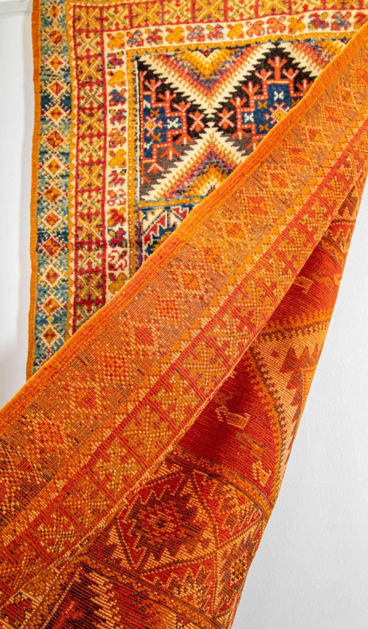 Vintage Moroccan Boujad Berber Rug, Hand-Knotted Wool, Folk Art, 1960s