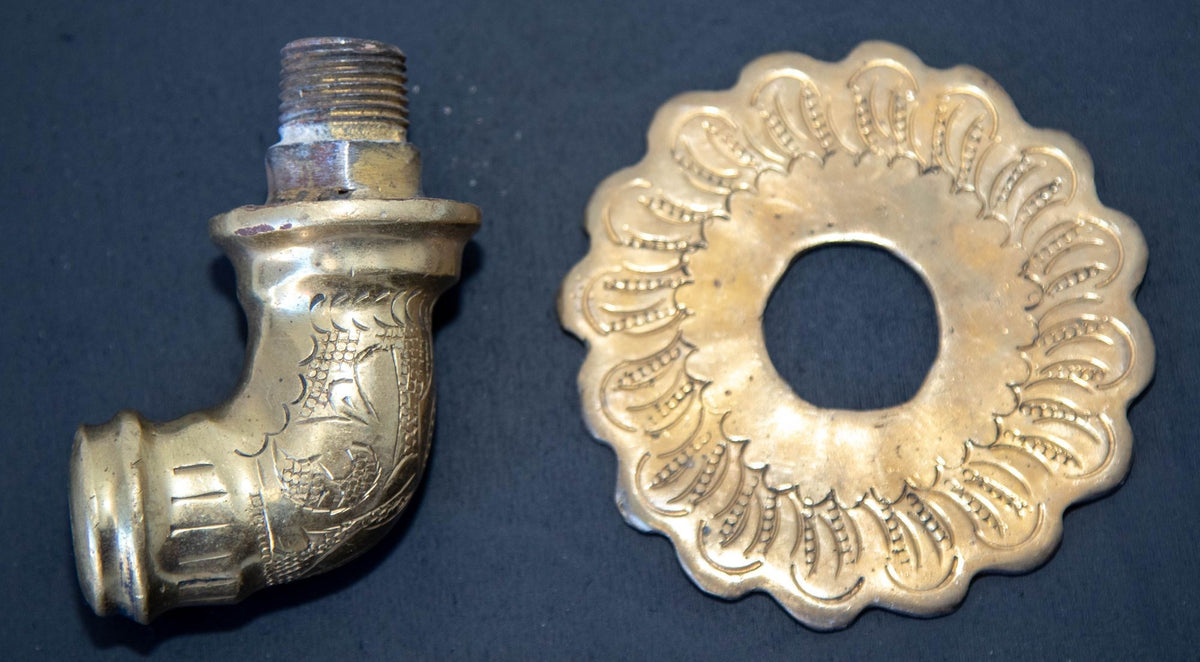 Vintage Moroccan Brass Fountain Faucet with Engraved Moorish Design