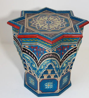 Moroccan Moorish Star Shape Blue Side Table 1960s
