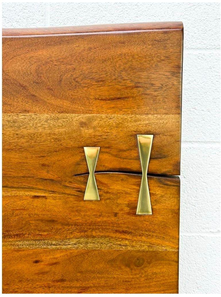 American Organic Modern Live-Edge Queen Platform Bed with Brass Inlays — detail view 13
