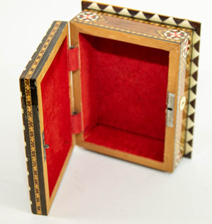 Moorish Wood Box Islamic Marquetry Mosaic Art Granada Spain Khatam Decor 1940s