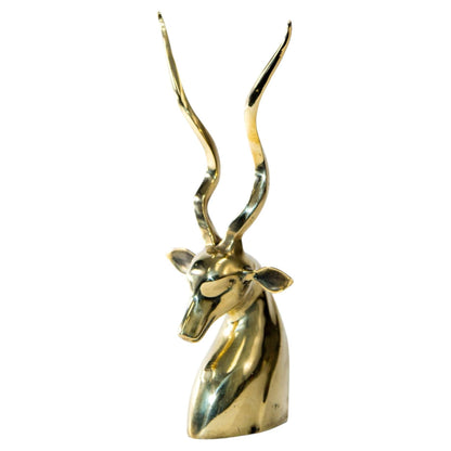 Art Deco Style Brass Antelope Gazelle Bust Sculpture — additional view 3