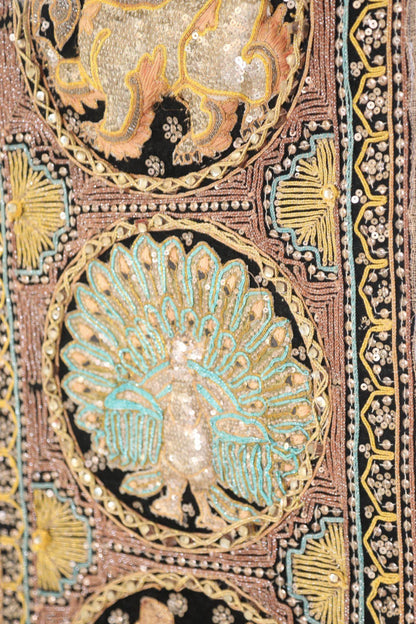 Vintage Burmese Kalaga Tapestry Embroidered Wall Hanging 1960 — additional view 13