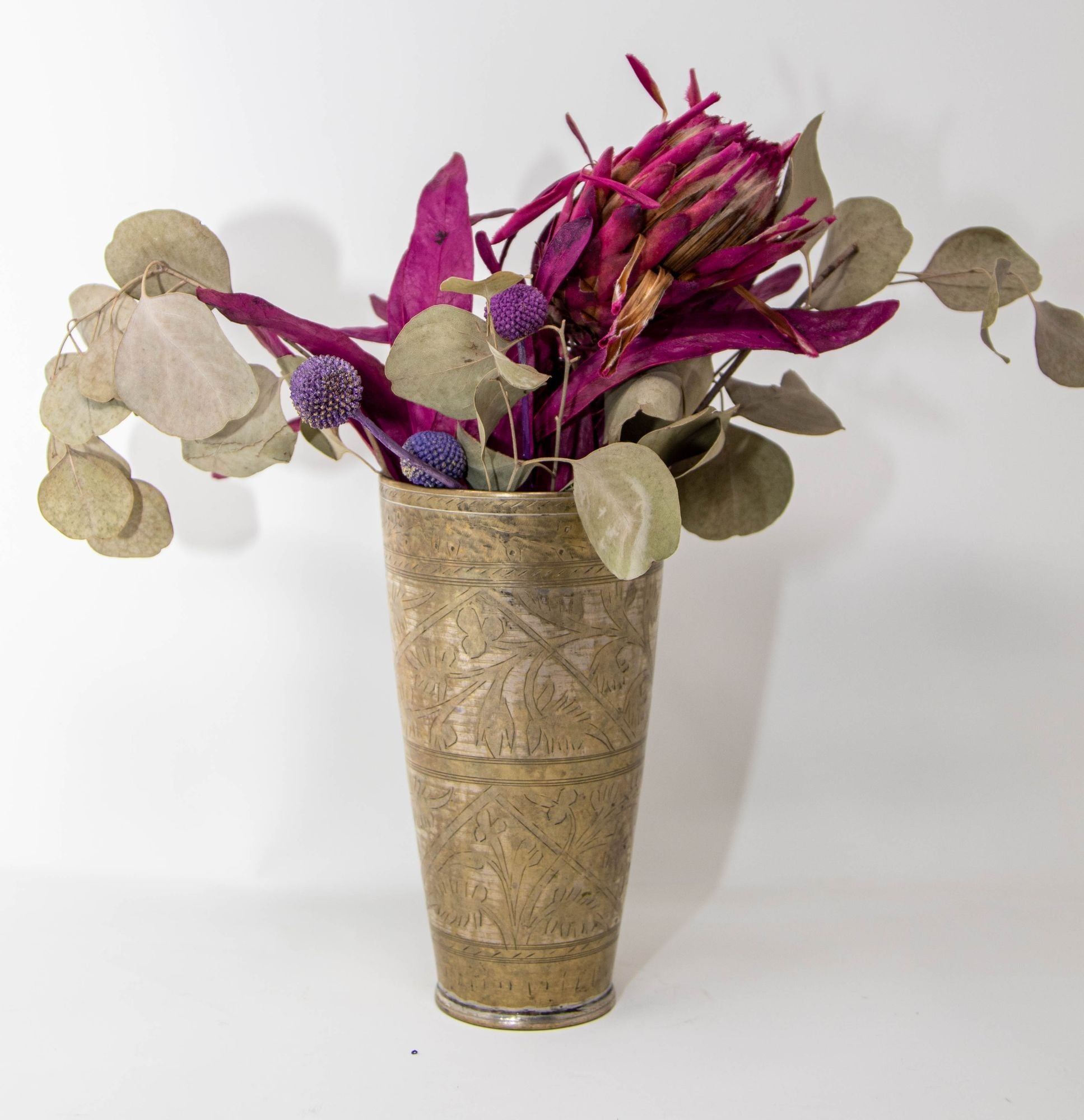 Antique Metal Engraved Mughal Beaker or Vase from India 1940s