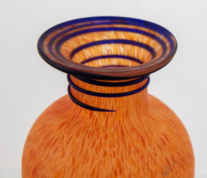 Orange Italian Blown Art Glass Murano Vase Frosted Glass