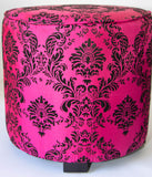 Moroccan Art Deco Boho Style Pouf in Hot Fuchsia Color