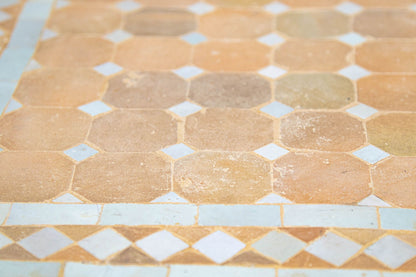 Vintage Moroccan Mosaic Tile Side Table, Hand-Crafted Terracotta
