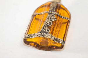 Moroccan Glass Perfume Bottle Sprinkler with Metal Overlay