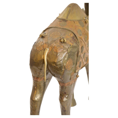 Large Wood Camel Sculpture Covered in Brass and Copper Raj India — India