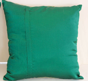 Emerald Green Moorish Throw Pillows Embellished with Sequins and Beads a Pair