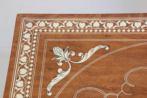 Anglo Indian Mughal Teak Inlaid Square Side Table