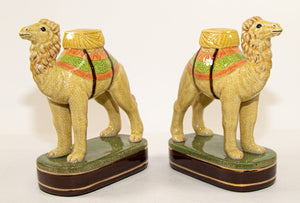 Vintage Porcelain Camel Sculptures Figurines Bookends