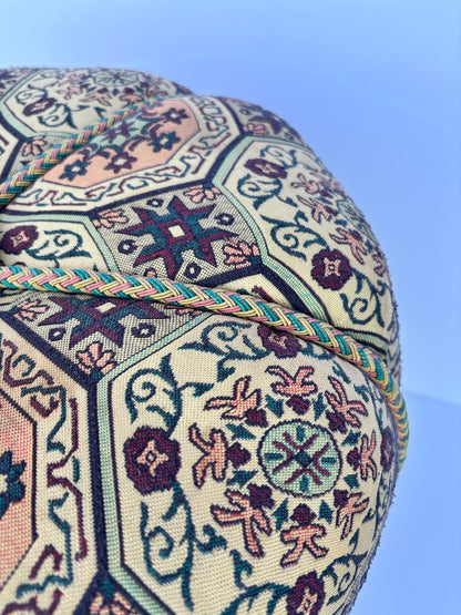 Moroccan Pouf Upholstered in Moorish Textile Fabric Stool