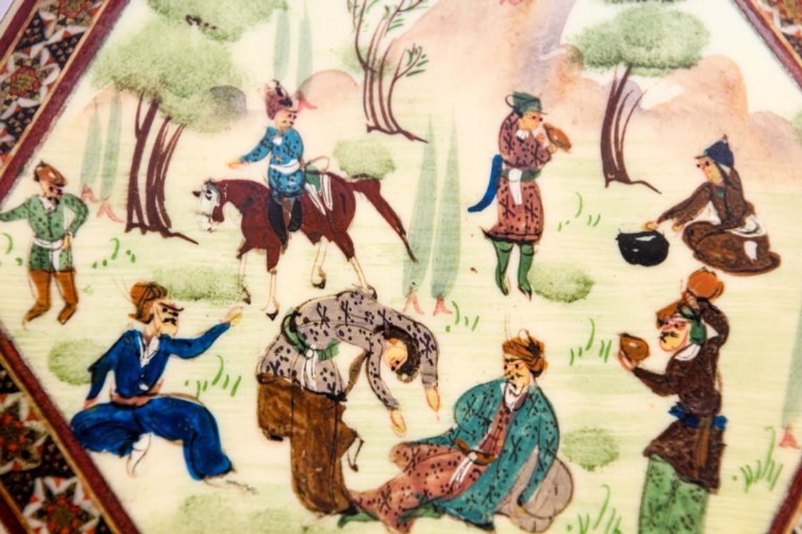 Khatam Persian Micro Mosaic Marquetry Inlaid Jewelry Trinket Box 1950's