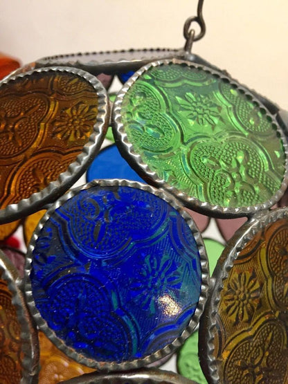Handcrafted Moroccan Moorish Glass Orb Lantern with Multi-Color Glass