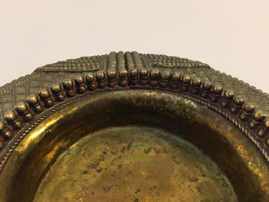 Antique Indian Dhokra Tribal Brass Anklet Repurposed as Catchall, circa 1920