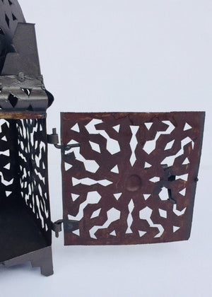 Moroccan Hurricane Metal Candle Lantern Indoor or Outdoor