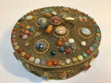 Large Vintage Agate Inlaid Moorish Wedding Jewelry Dressing Box