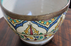 Antique Moroccan Ceramic Glazed Bowl Handcrafted in Fez Meknes Jobbana 1900