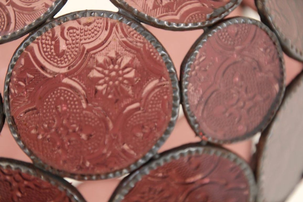 Handcrafted Moroccan Moorish Lavender Glass Lantern or Orb Pendant