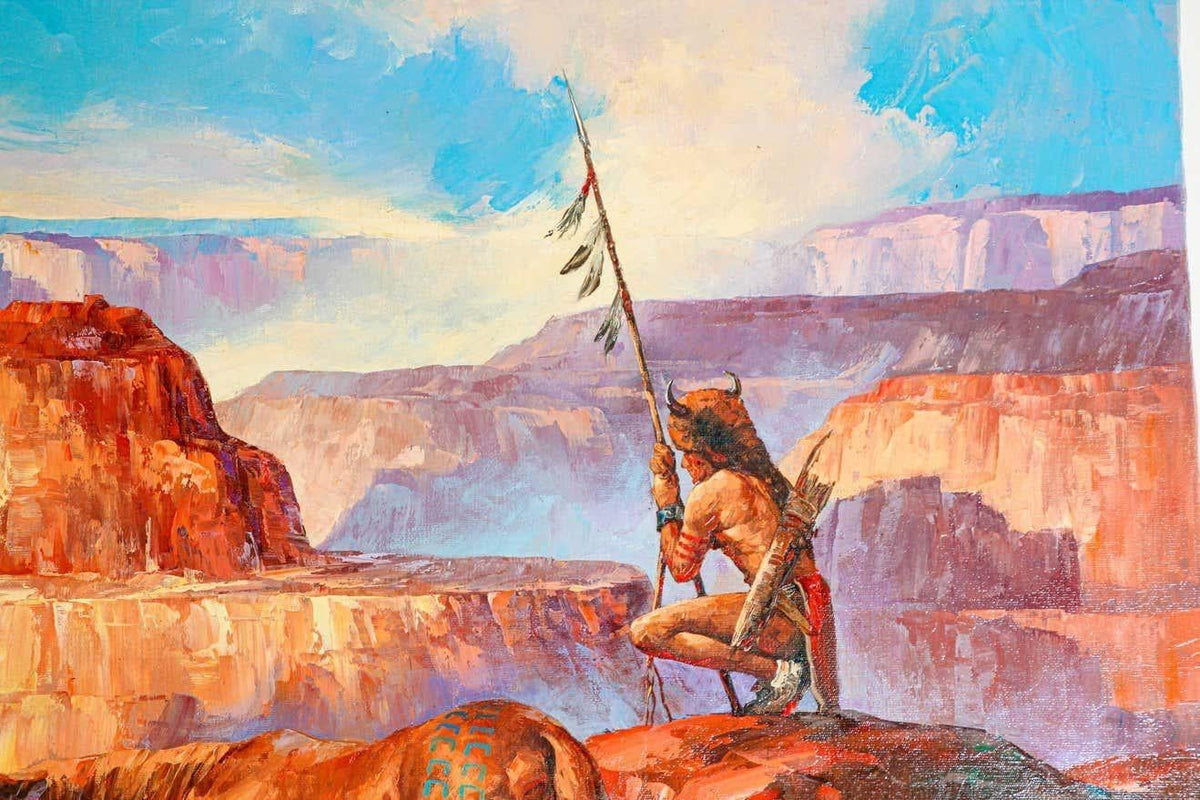 Native American Hunter with his Mustang Oil Painting — additional view 10