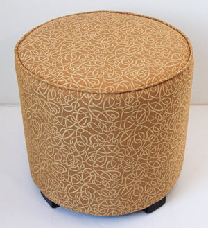 Moroccan Art Deco Style Pouf Upholstered in Gold Fabric Stool