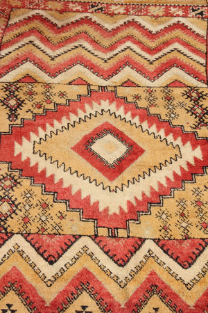 1960s Moroccan authentic Berber Rug Orange Yellow and Ivory 10 ft x 5ft.