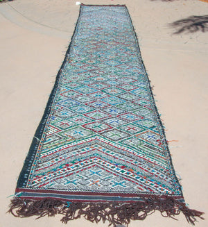 1950s Vintage Zemmour Moroccan Rug Berber Runner, 3ft x 16.4ft long