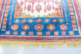 1960s Moroccan Berber Rug in Royal Blue, Pink and Orange Colors