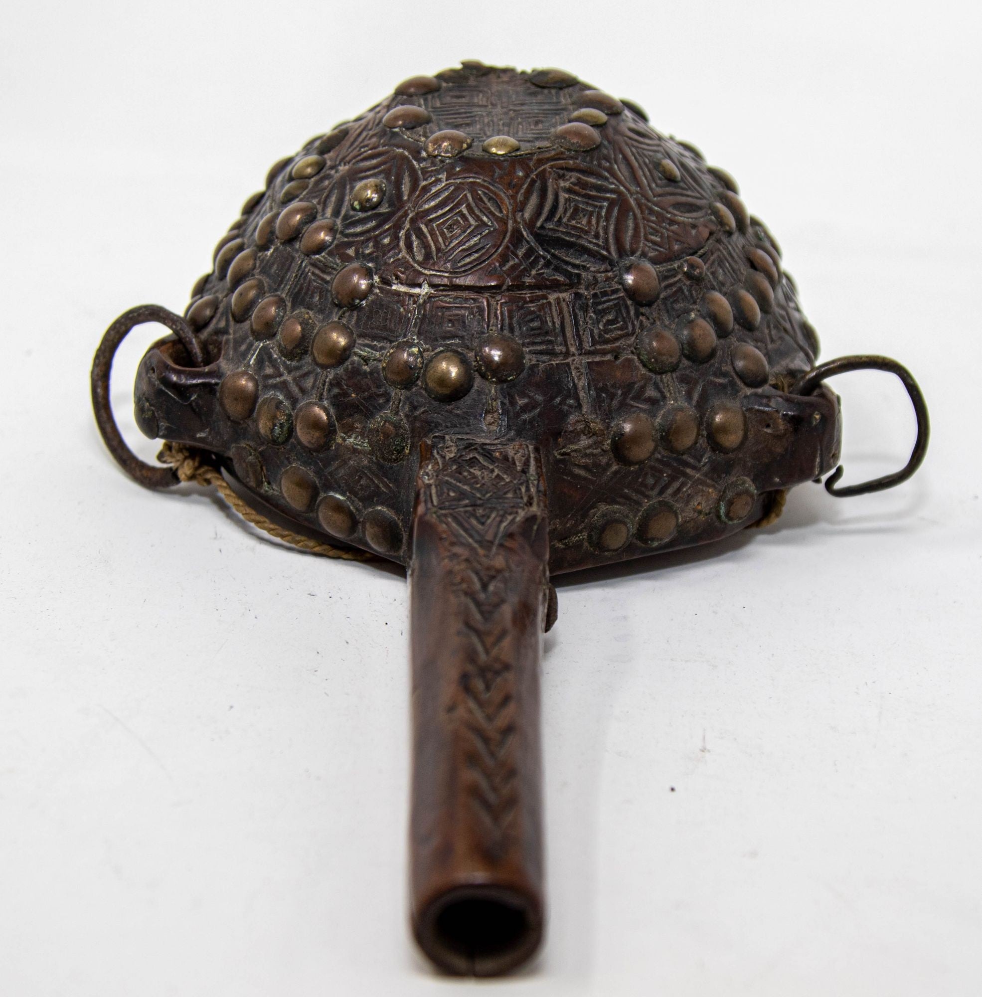 Antique African Moroccan Tribal Carved Wood Flask 19th C.