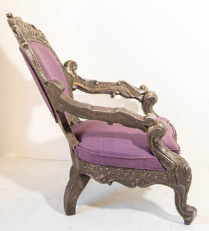 Anglo Indian Armchair Throne Silver Embossed Throne 19th Century