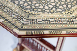 Egyptian Octagonal Side Table Islamic Moorish Tilt-Top Inlaid Table 1950s