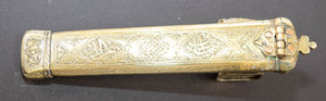 Antique 19th C. Ottoman Turkish Brass Inkwell Qalamdan with Arabic Calligraphy Writing
