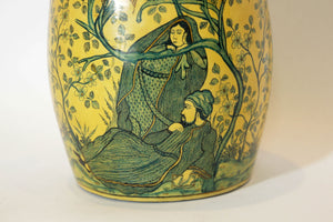 Islamic Kashmir Hand Painted Paper Mache Tea Caddy Storage Box 1950s
