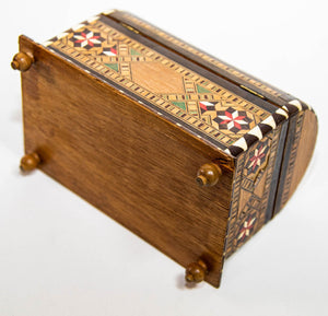 Moorish Spain Arch Top Wood Inaid Marquetry Jewelry Box