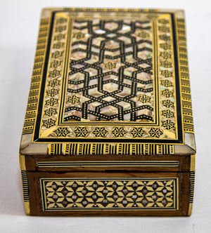 Middle Eastern Moorish Mother of Pearl Inlaid Marquetry Jewelry Box