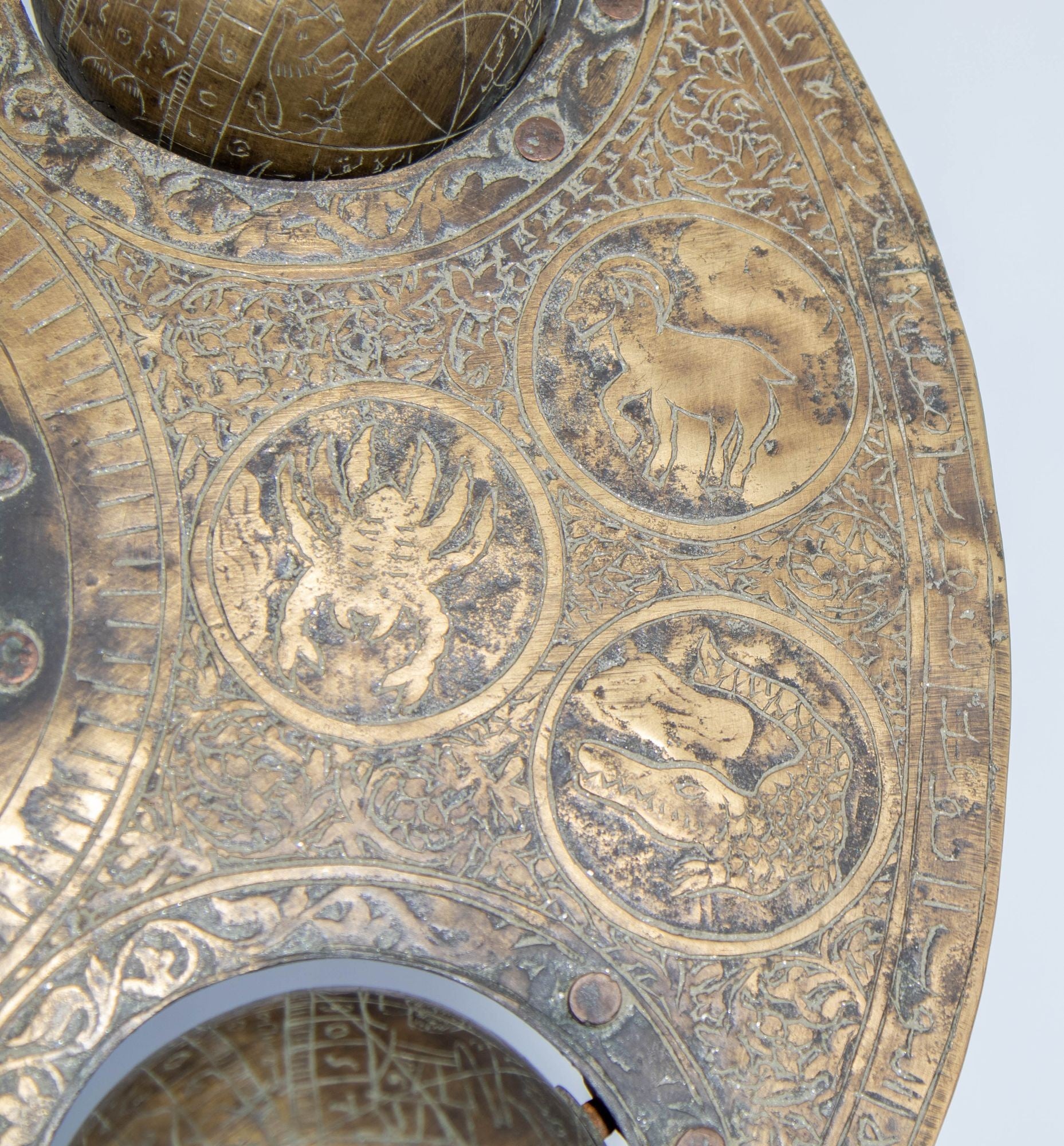 Islamic Cast Bronze Astrolabe with Five Celestial Globes Astronomical Instrument