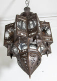 Moroccan Hanging Clear Glass Lantern in a Moorish Star Shape