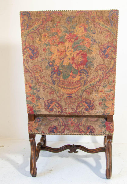 French Baroque Walnut Armchairs with Aubusson Upholstery, Circa 1930 — detail view 13