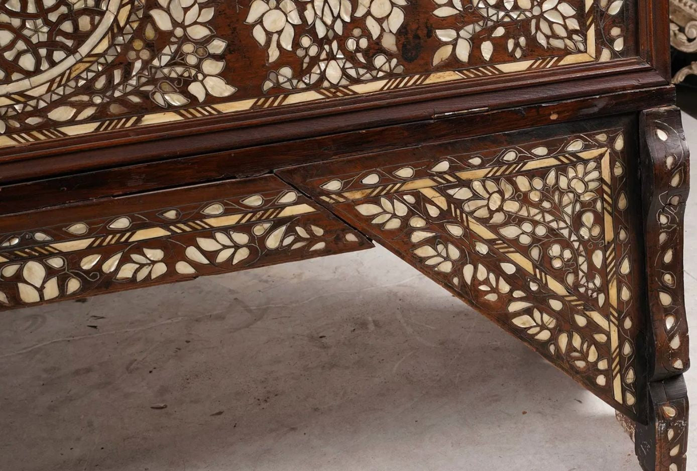 Antique Syrian Mother of Pearl Inlay Wedding Trunk