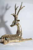 Large Brass Recumbent Deer Sculpture 1960s Hollywood Regency Style